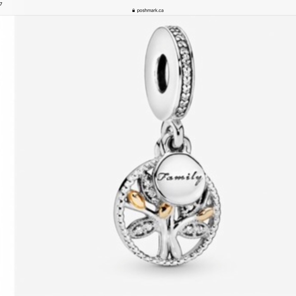 Pandora Family Tree charm two tone 14K gold and silver